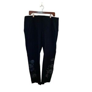 CHICO'S Black Dress Pants W/ Flowers On The Side Sz.3=16